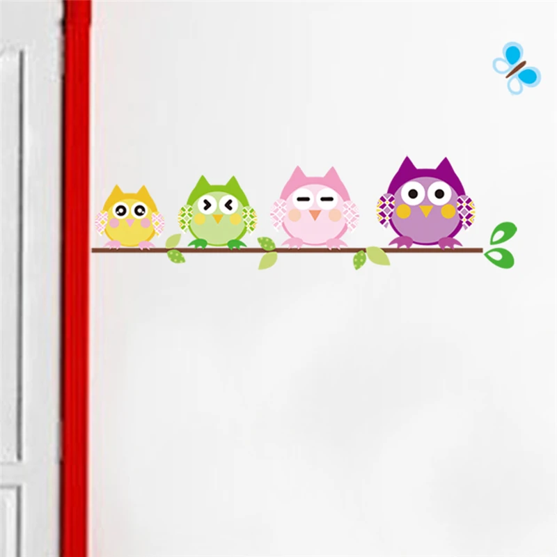 

Cute Owls Wall Stickers For Home Decoration Diy Cartoon Animals Wall Mural Art Kids Room Decorative Decal Pvc Poster