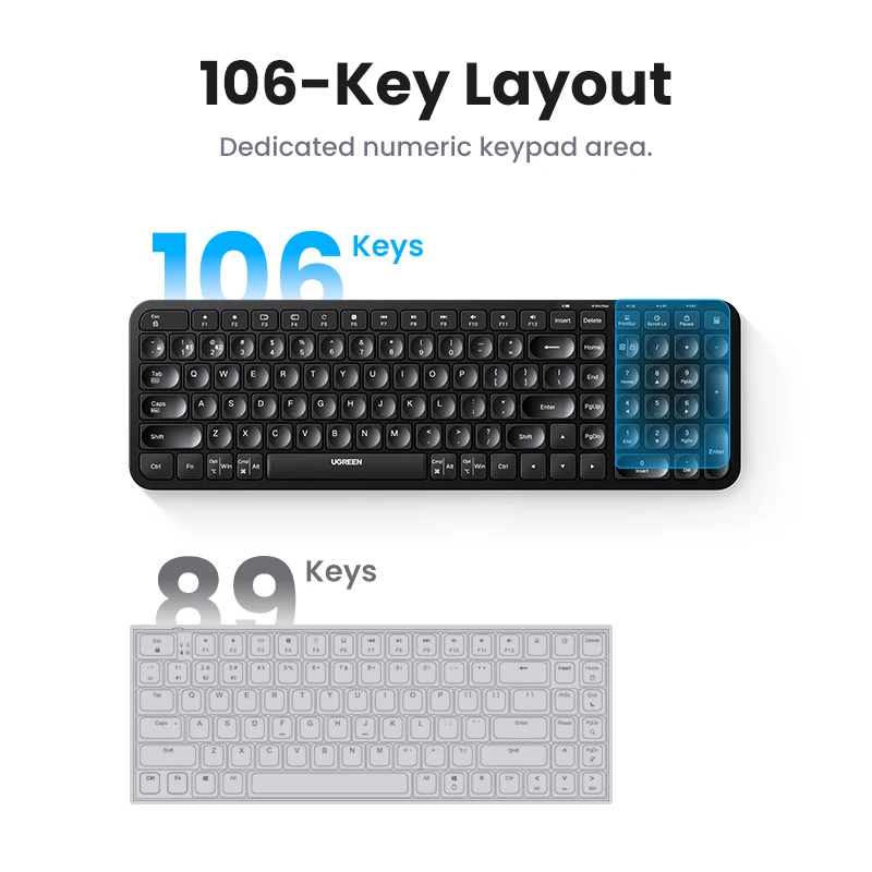 Ugreen-teclado Bluetooth sem Fio Russo Coreano Inglês Keycaps para Laptop Macbook Ipad pc Tablet 2.4ghz - Imagem 5