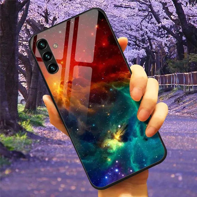 Tempered Glass Hard Cover Case for Samsung Galaxy - Space Design