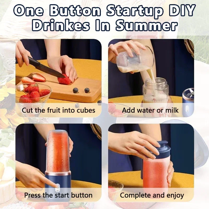 Portable Electric Blender 6 Color 400ml Travel Juicer