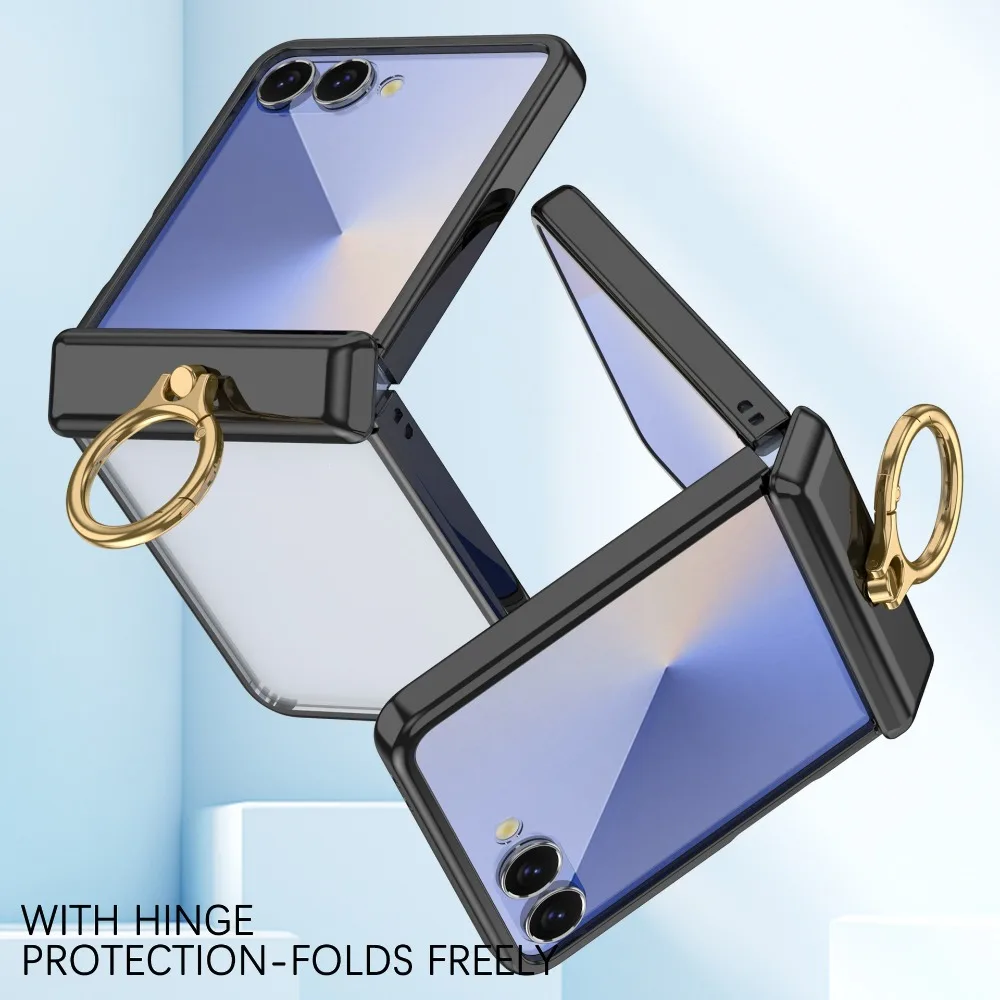 Luxury Ring Stand Airbag Hinge Protection Phone Case - Clear Shockproof Cover