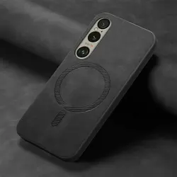 Leather MagSafe Case with Wireless Charging for Sony Xperia 10 VI (Black)
