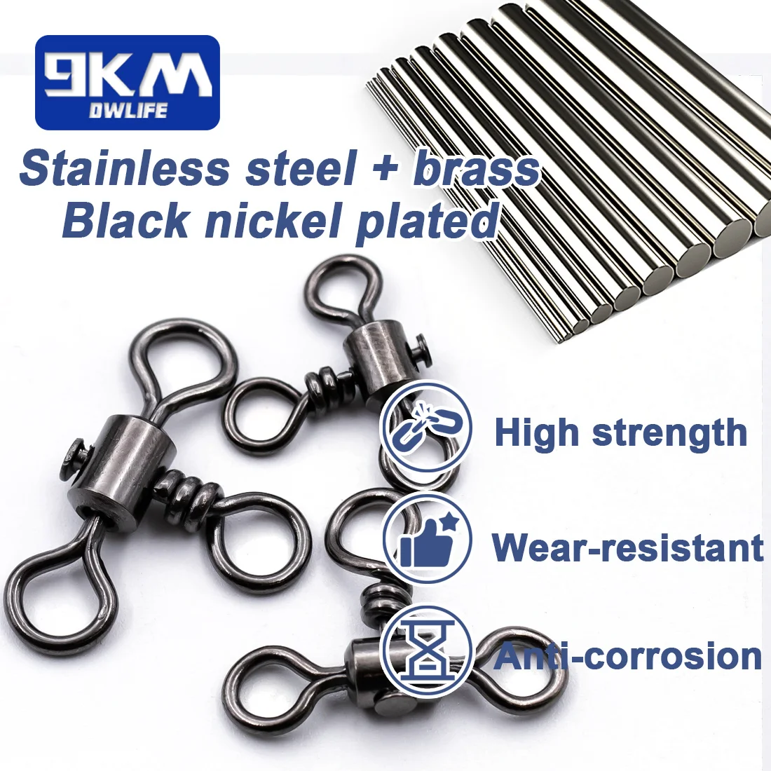 Triple Swivel 25~100Pcs Stainless Brass Rolling 3 Way Swivels Fishing Line Connector Tackle Jigging Rigs Surf Fishing Bottom Rig 4