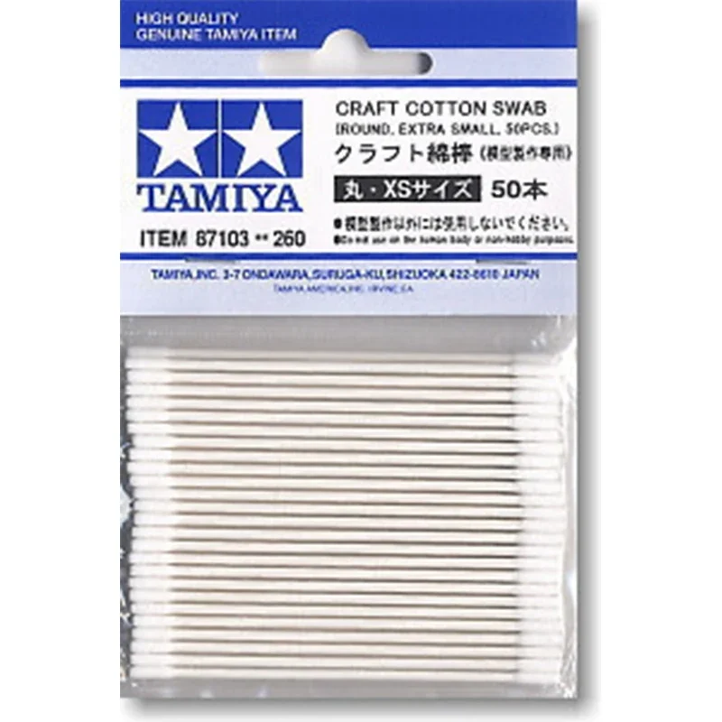 Tamiya 87103 Modello Craft Tools Tampone Di Cotone Artigianale Rotondo Extra Piccolo 50 Pezzi
