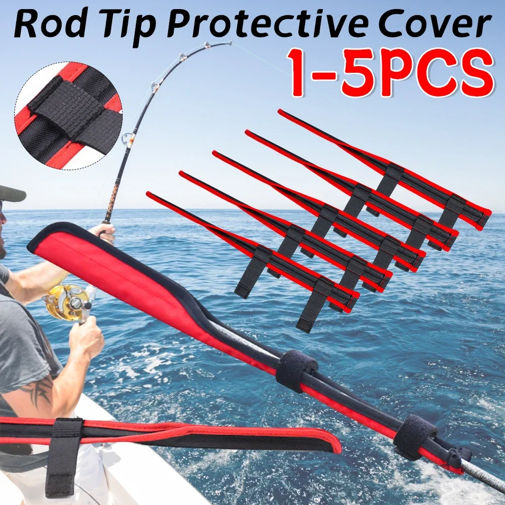 1-5pcs Foldable Fishing Rod Tip Protective Cover Pole Tip Guard Sleeve ...