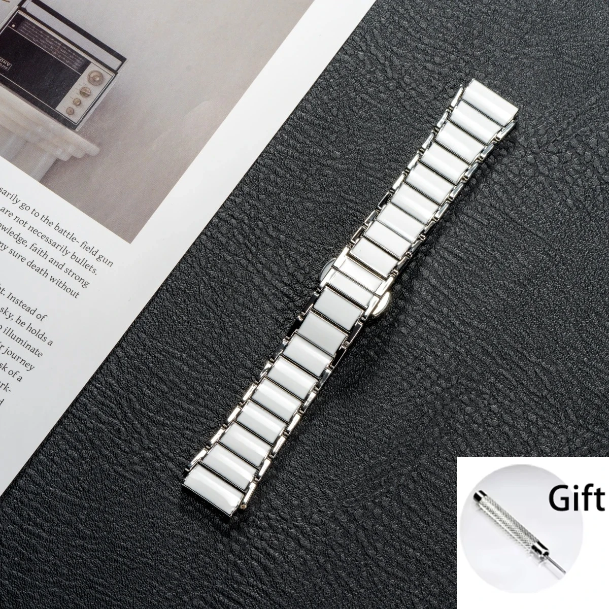 Premium 18mm Ceramic Watch Strap with Durable Metal Butterfly Buckle