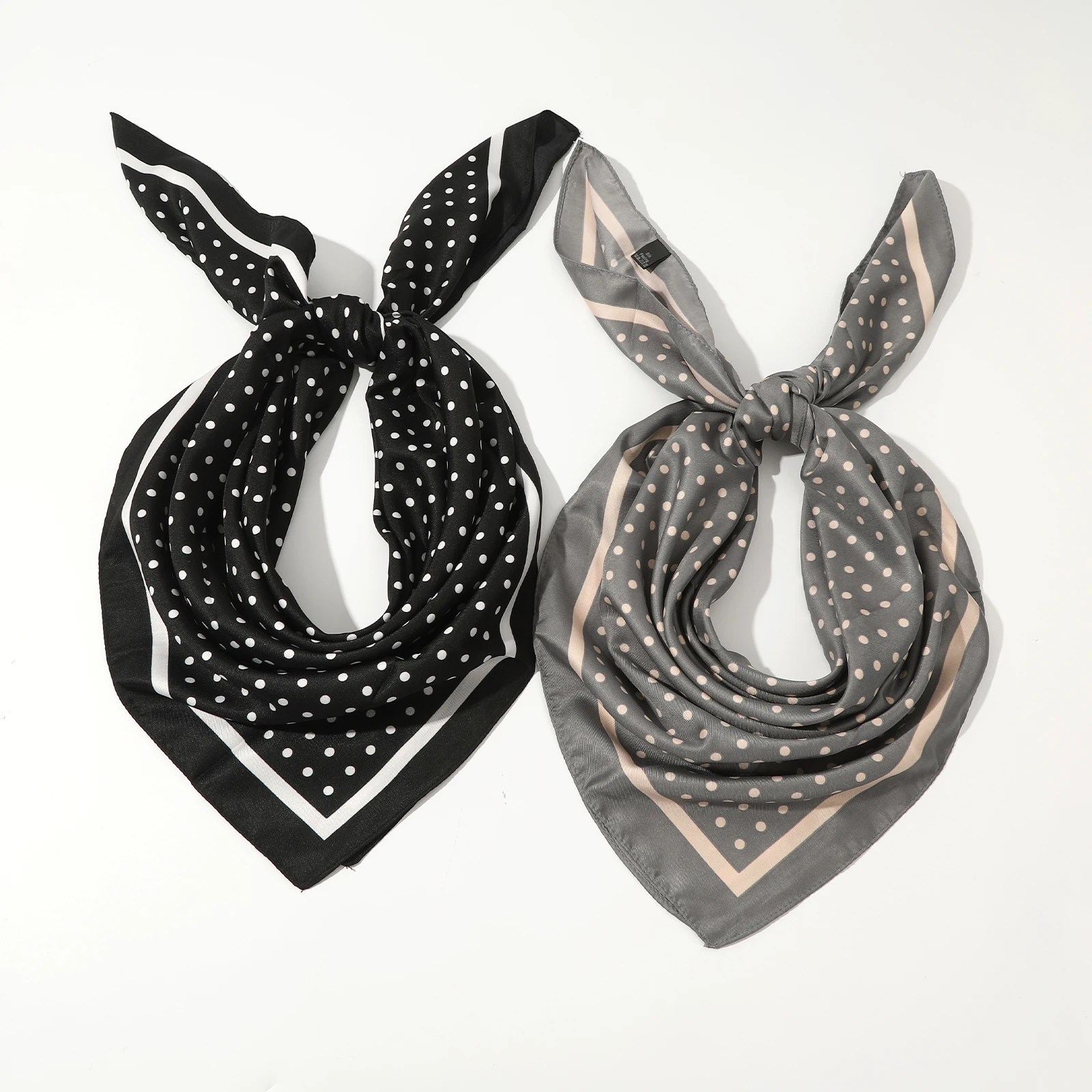 1pc Retro Polka Dot Square Head Scarf Lightweight Neck Scarves Hair Bandana Neckerchief Bohemian Style Soft Women Turban