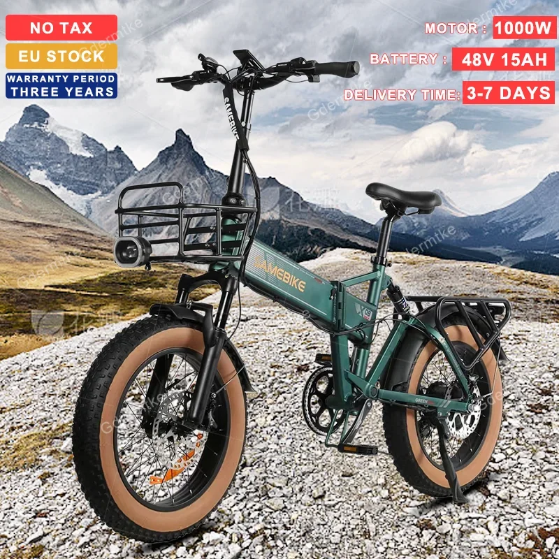 Samebike New E Bike1000W Motor 48 V15Ah Batteria Integrata Bici Elettrica Con Cestino 20 Pollici Fat Tire Bicicletta Elettrica Pieghevole