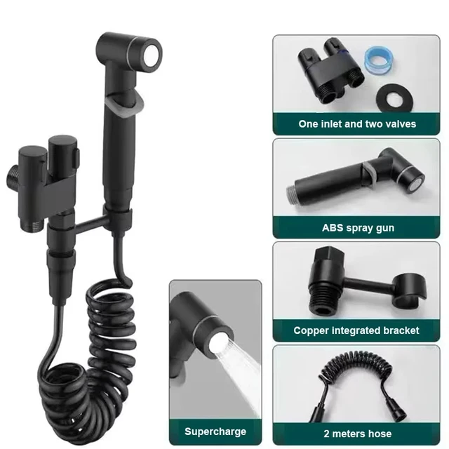 2025 ใหม่ทองแดงมือถือห้องน้ํา sprayer, bidet ก๊อกน้ํา, หัวฝักบัว,สุขาภิบาลห้องน้ําก๊อกน้ํา, double outlet bidet 2