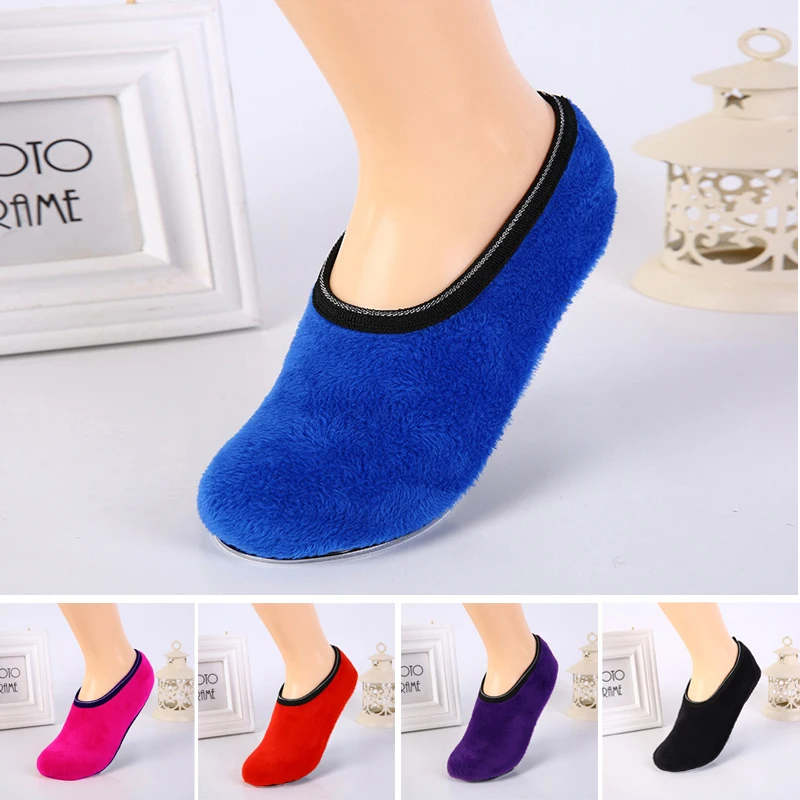 

1Pair Plush Shoes Soft Bottom Warm Shoes for Home Coral Fleece Floor Indoor Winter Men's Sock Foot Warmer Slippers