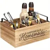 1PC Wooden Dividing Knife Fork Spoon Storage Box Household Kitchen Desktop Coffee Bar Storage Box Miscellaneous Storage Box 6