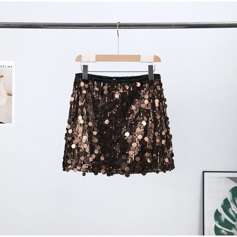 Fashion Tassel Sequin Long Skirt Women High Waist A-line Green Loose Shiny Skirts 2025 Autumn Lady Party Clothes 2026 Spring New