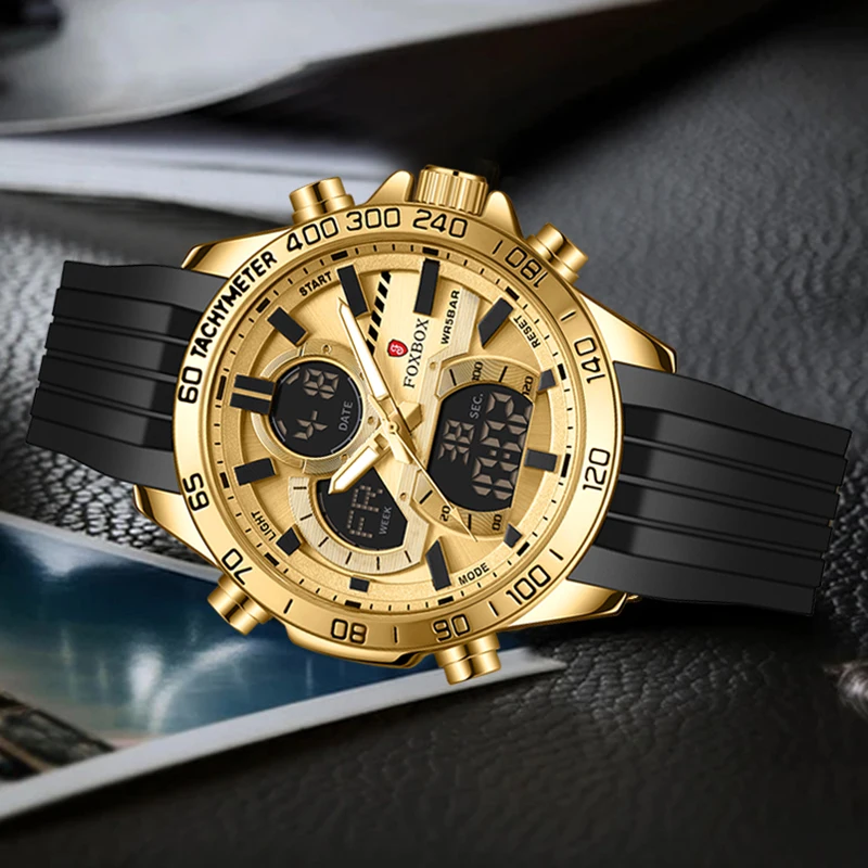 LIGE Luxury Dual  Display Men Wristwatches Luminous Sport Man Watch Waterproof Military Quartz Male Clock Relogio Masculino