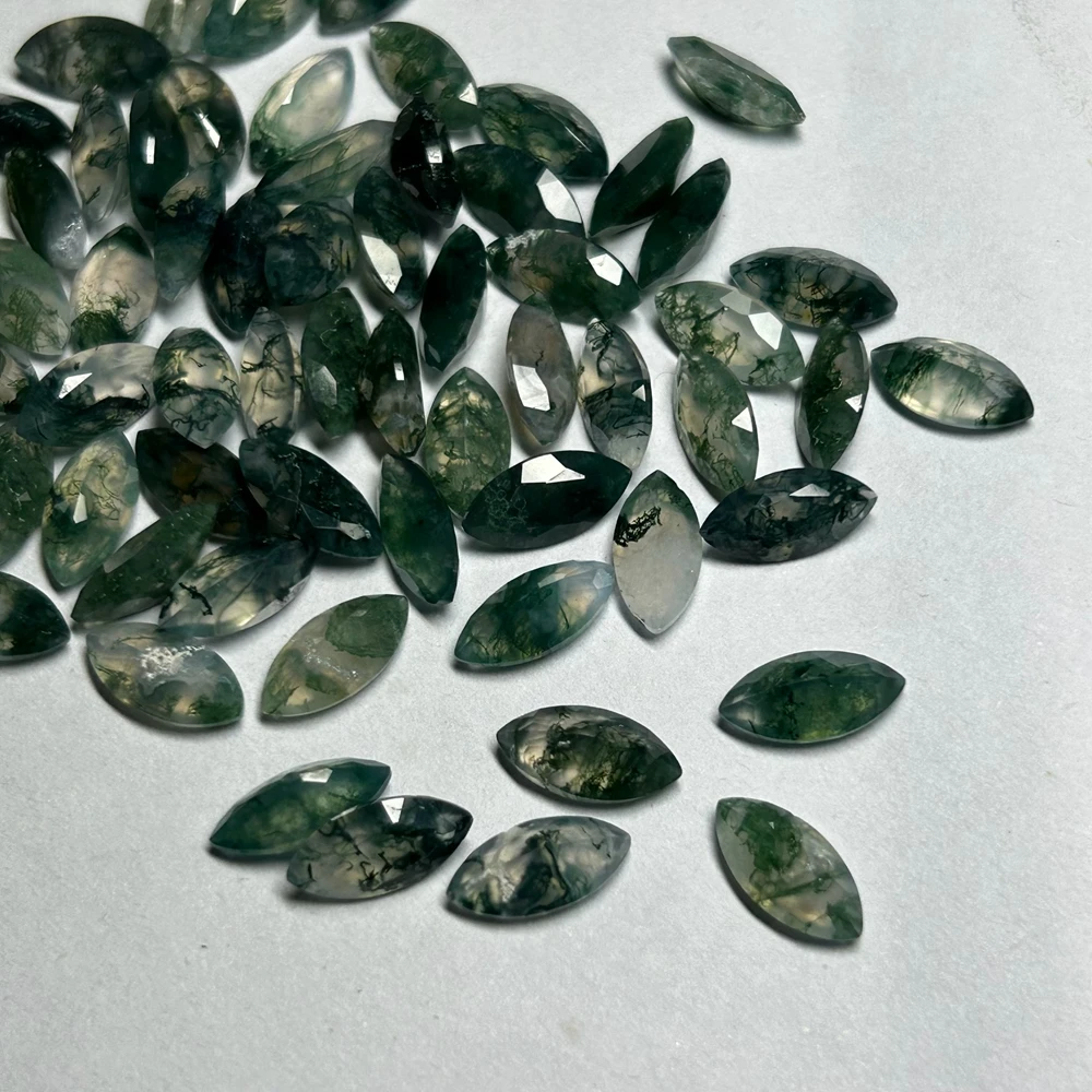 Natual Marquise Cut 1.5x3mm 6x12mm Green Moss Agate Stone