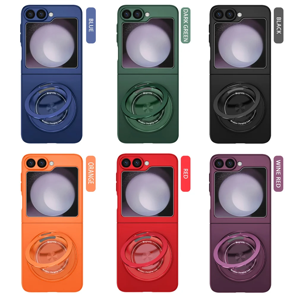 Solid Color Rotating Bracket Magnetic Phone Case with Protective Back Cover