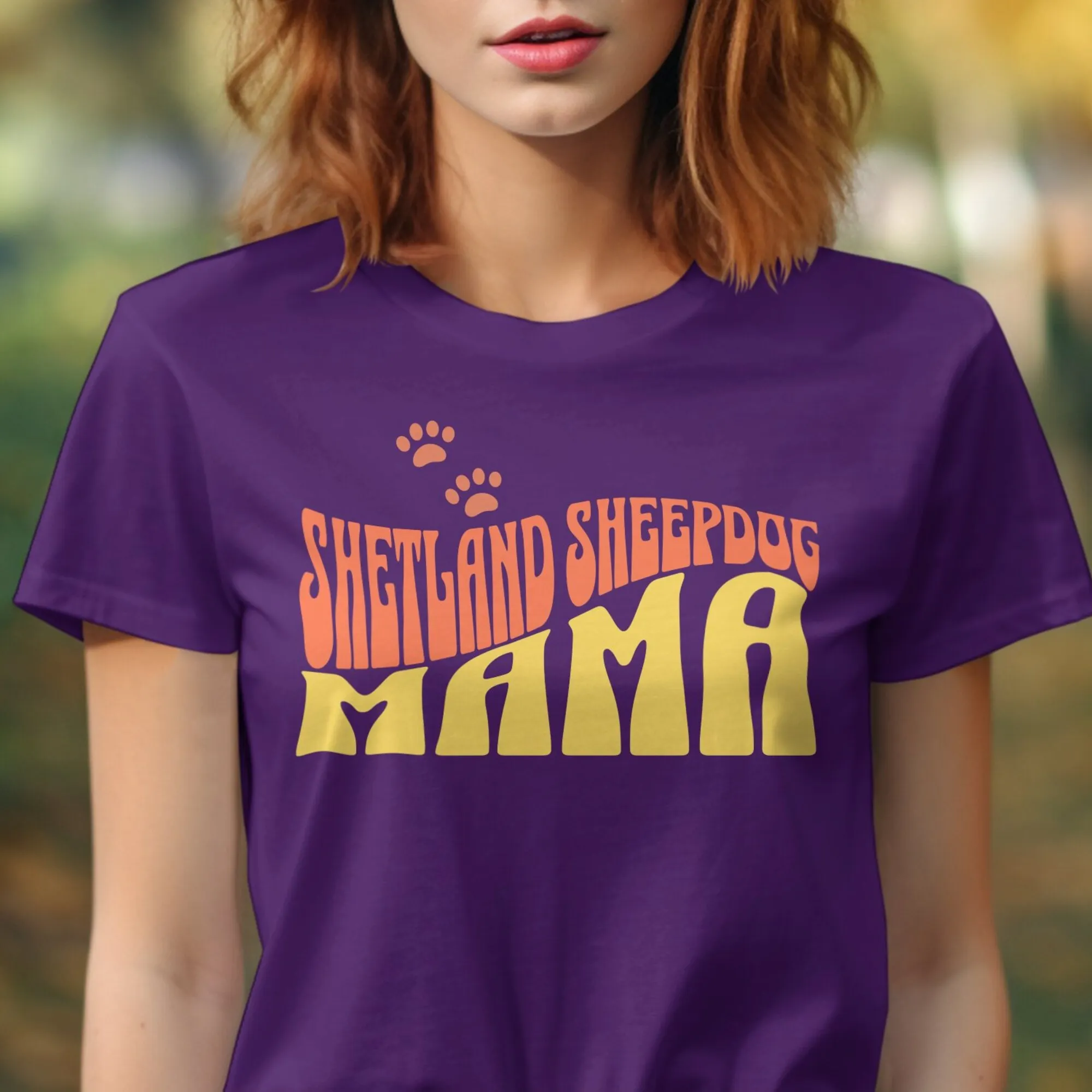 Shetland Sheepdog Mama T Shirt Dog Mom Pet Owner Ladies Lover Sheltie Present Abbigliamento Canino Casual