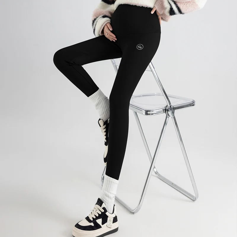 Autumn Winter Maternity Legging Thick Warm Plus Velvet Nylon Belly Pencil Pants for Pregnant Women Sports Yoga Pregnancy