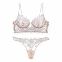 Ensemble de Lingerie en dentelle pour femmes, ensemble de soutien-gorge élégant et Sexy, sous-vêtements transparents, ensemble soutien-gorge et culotte ventilés pour dames 3