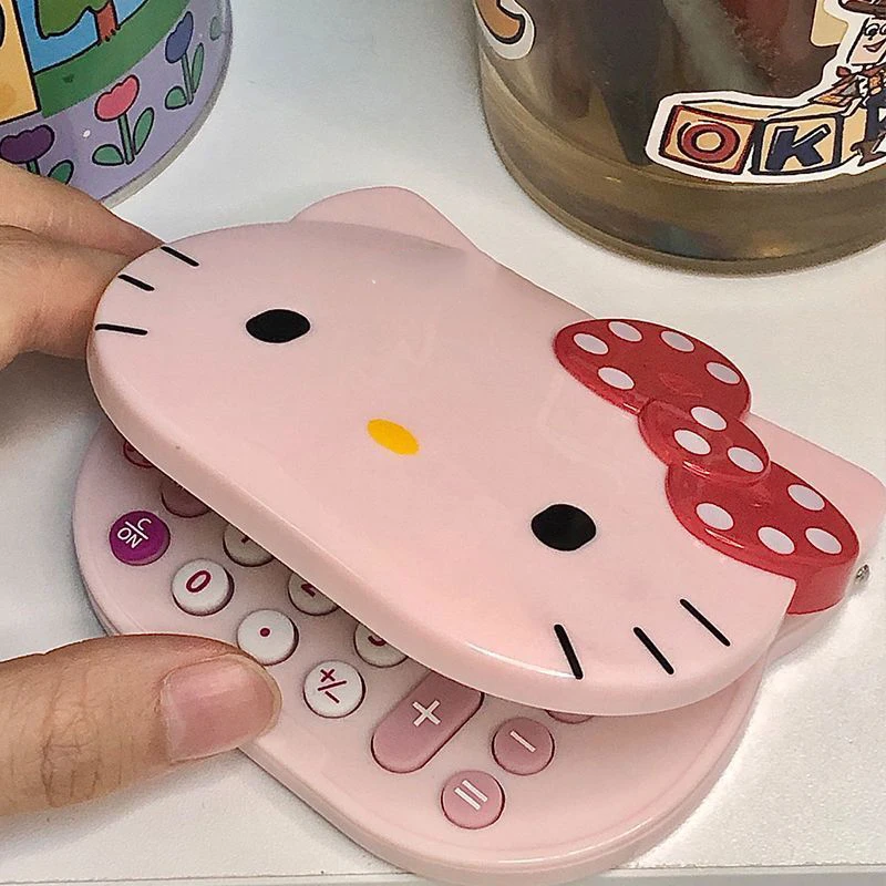 Kawaii sanrioed hello kitty Rechner tragbare Cartoon Kitty Katze kreative  Flip Cover Mädchen Make-up Spiegel Desktop Anime Computer