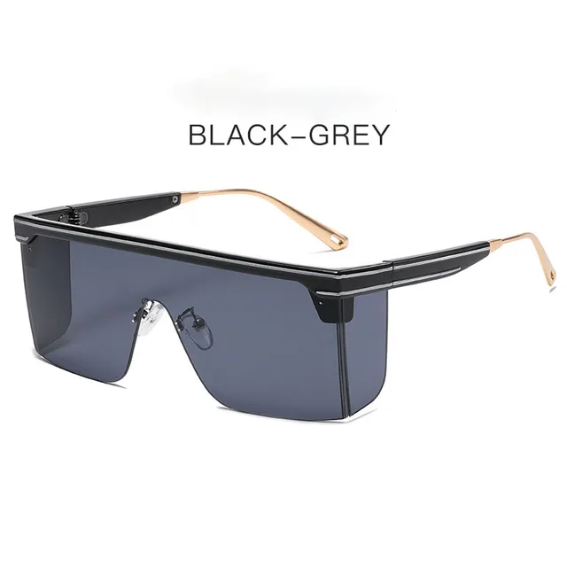 Vintage Oversized Square Sunglasses Men Women Brand Designer Flat Top Fashion One Piece Lens Sun Glasses Women for Riding Shades 2