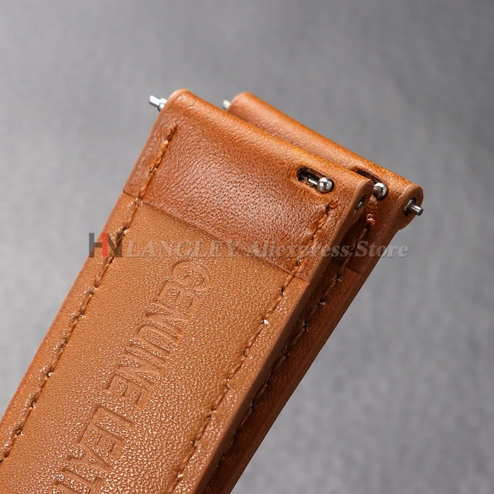 Vintage Genuine Cowhide Leather Watch Band Strap with Butterfly Buckle - Universal Bracelet