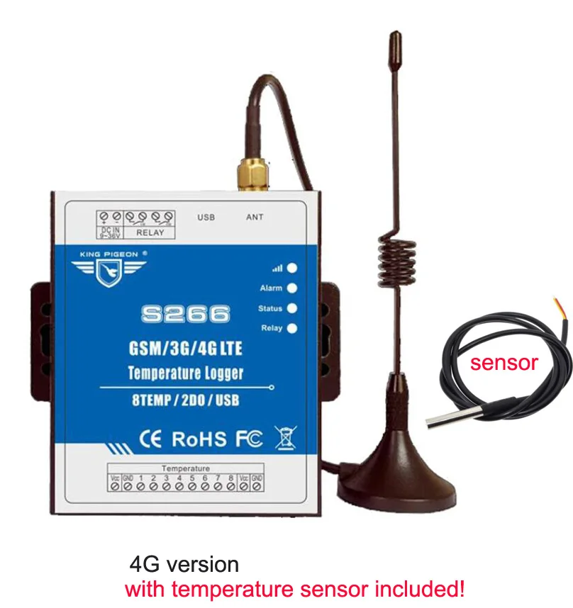 

8 Temperature Inputs GSM 2G 3G 4G Data Logger Remote Controller with Sensor Optional