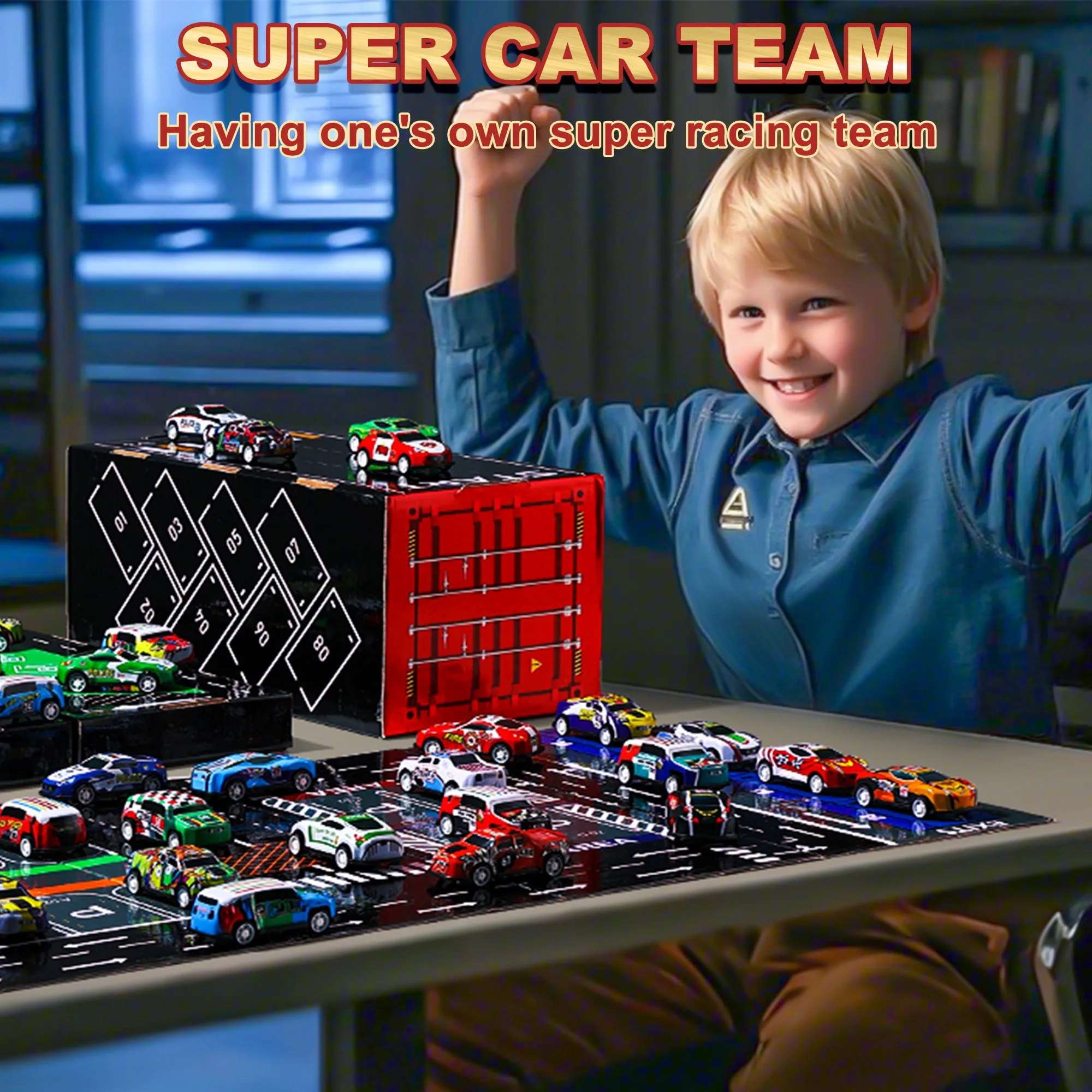 AIUAZA Toy Cars for Youngsters 48 Pull Back Race Cars Toys Container Storage Box Die Cast Metal Toy Set Race Car Party For Toy Cars