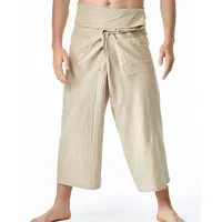 2023 Linen Summer Thai Fisherman Wrap Pants Cotton Men Women Loose Yoga Medieval Japanese Samurai Pants Unisex Kimono Trousers 1