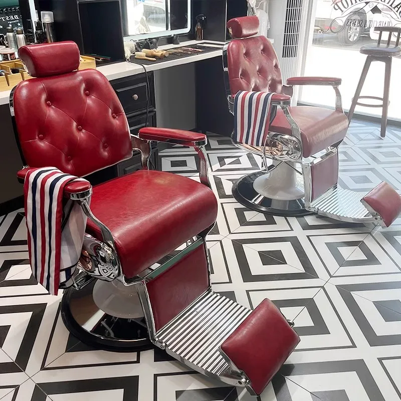 Retro Head Salon Barber Chair Hair Salon Special Barber Chair Recliner Down Shaving Haircut Silla De Barbero Luxury Furniture