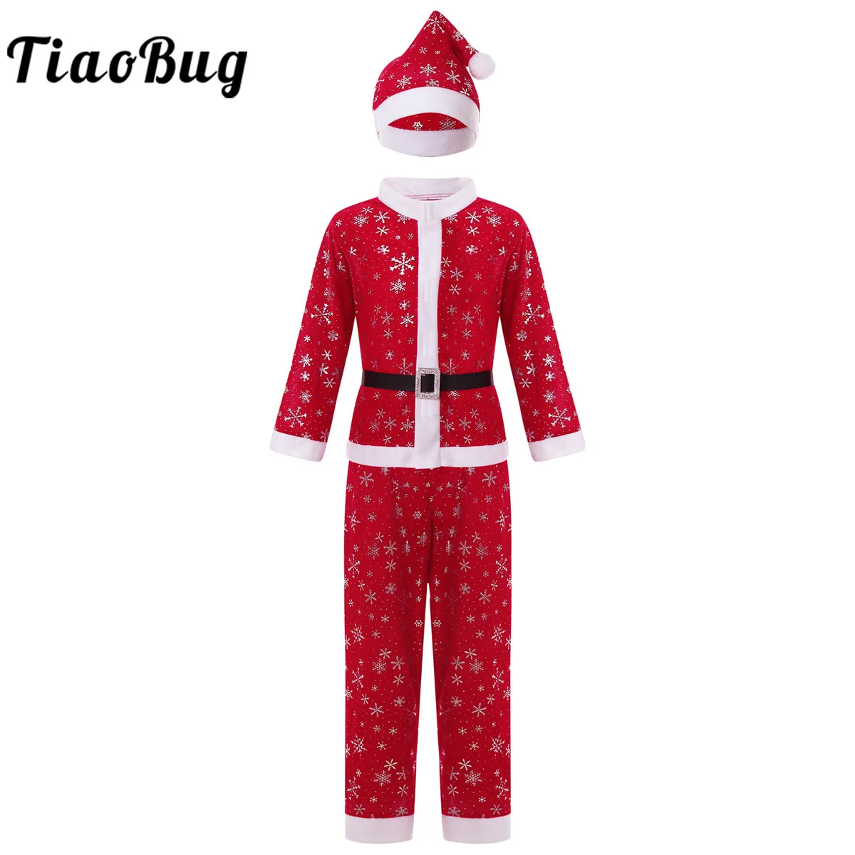 

Boys Girls Christmas Costume Sets Snowflake Print Sequins Santa Clause Dress Up Outfits Xmas Holiday New Year Festival Clothes