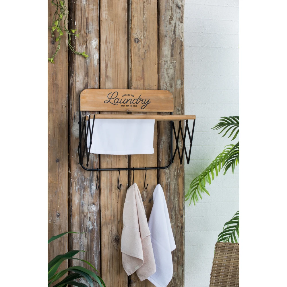 20x14x20" Laundry Rack with Accordion Design, Brown and Black
