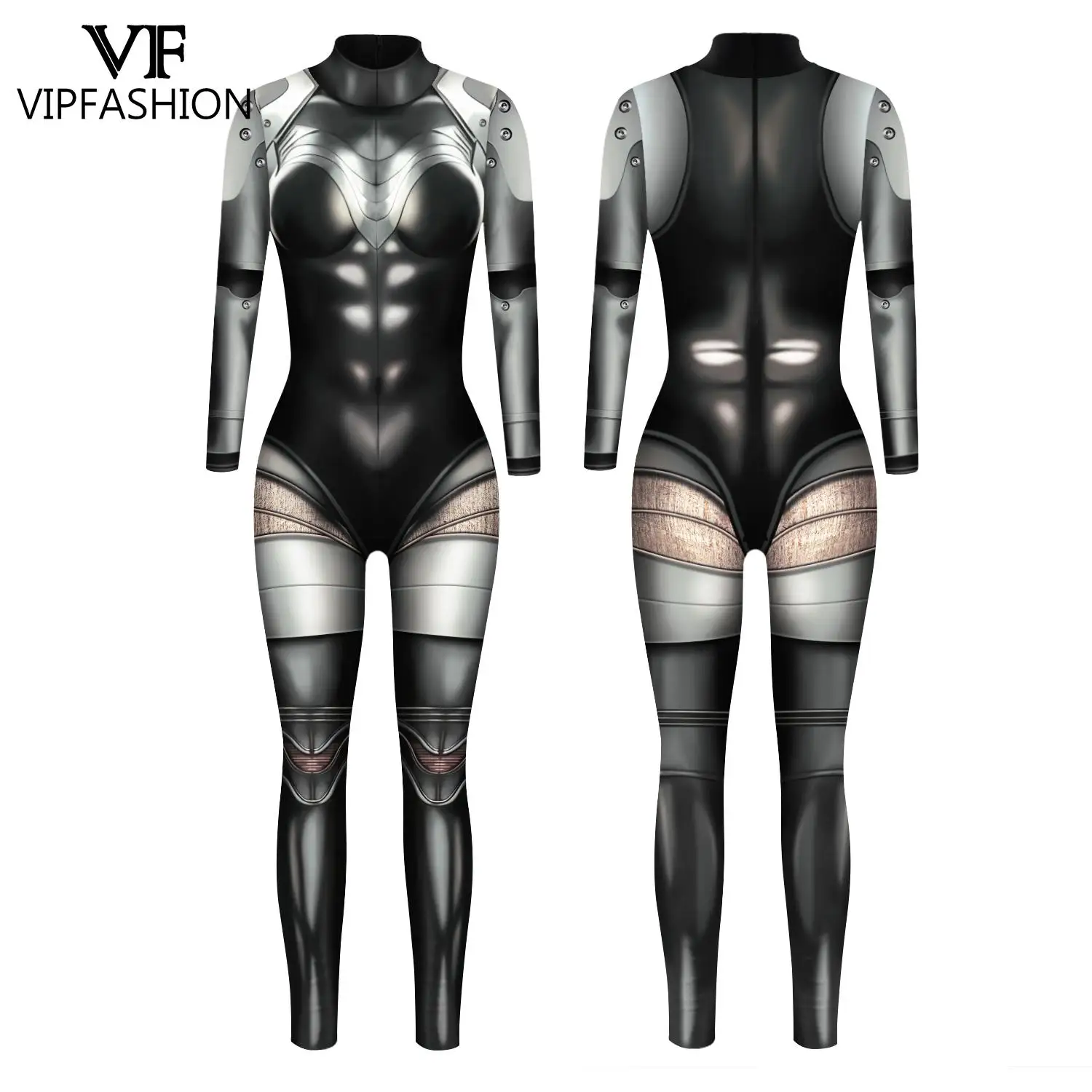 VIP FASHION Robot Punk Cosplay Costume Women Atomic Heart Zentai Bodysuit Halloween Jumpsuit Mechanical Sister Flower Game Outfi