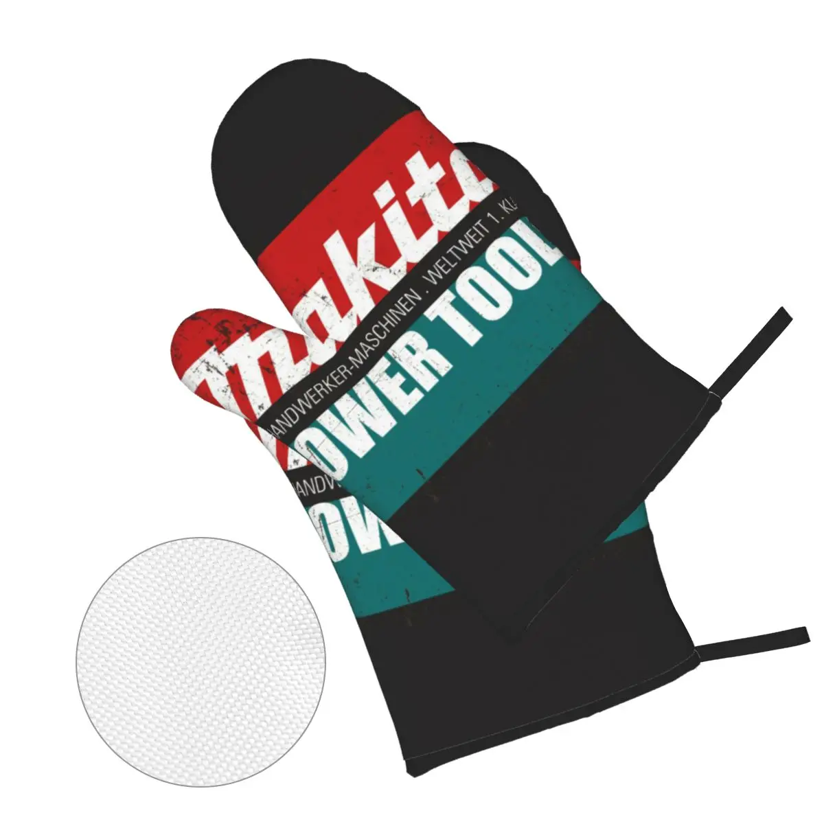 Vintage Makitas Power Tools Oven Mitts and Pot Holders for Kitchen Sets of 4 Heat Resistant Cooking Baking BBQ Gloves