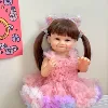 NPK 55CM Reborn Toddler Doll with Pink Dress Full Body Soft Silicone Raya Lifelike Soft Touch High Quality Doll Gifts 2