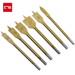 Brocas de mango hexagonal con revestimiento de titanio, brocas de pala para madera, plástico, corte plano, agujero, 6 piezas, 10/12/16/18/20/25mm