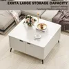 Coffee Table, Lift Top Coffee Table for Living Room, 35.4" Square Coffee Table with Storage, Modern Fluted Center Table with Hid 5