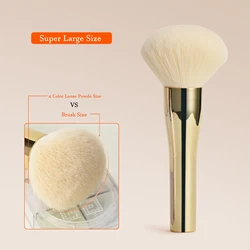 Deluxe Fluffy Facial Powder and Blush Brush - Professional Makeup Tool (Gold opp)