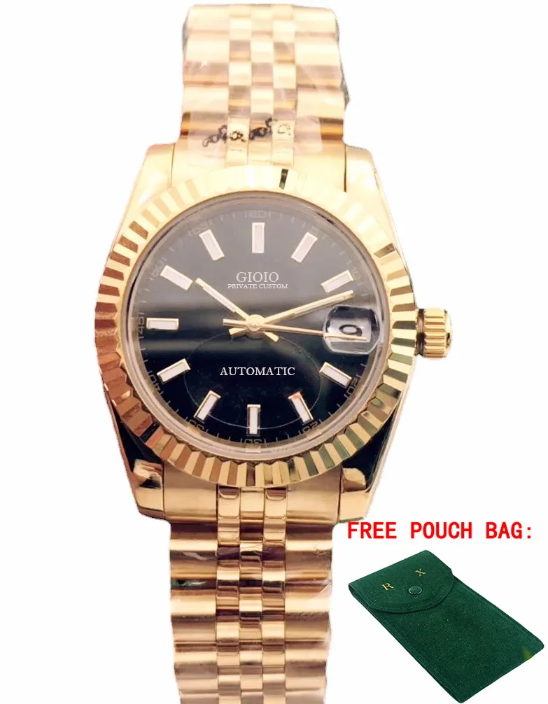 

Luxury Women Lady Automatic Mechanical Stainless Steel Sapphire Watch Silver Yellow Gold Black White 31mm