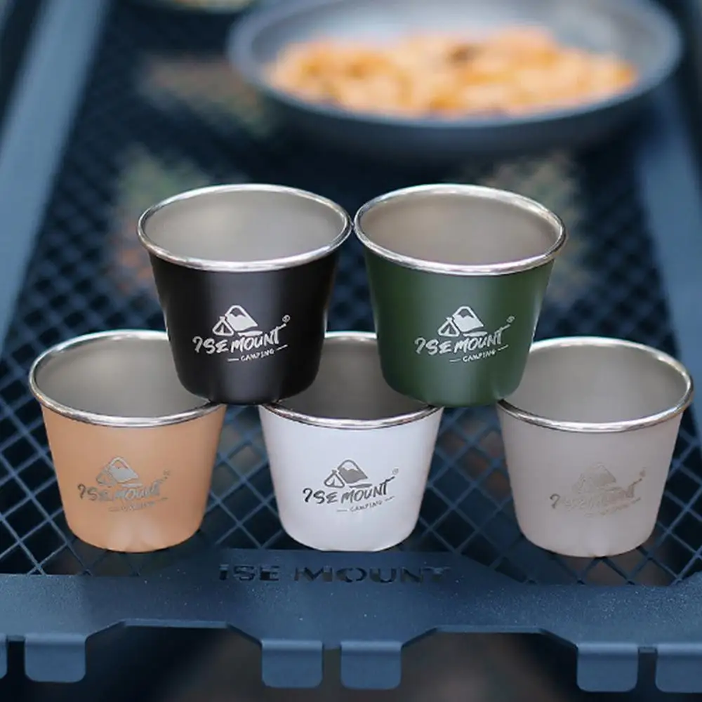 Description Picture 3 of itemportable  Stainless Steel Camping Cup Picnic Coffee Tea Wine Cup Outdoor Water Glass Stackable Lightweight Tableware Cooking