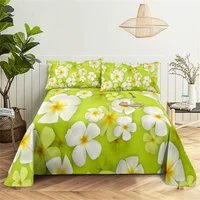 Green Fashion Queen Sheet Set Girl, Lovers Room Flowers Bedding Set Bed Sheets and Pillowcases Bedding Flat Sheet Bed Sheet Set 2
