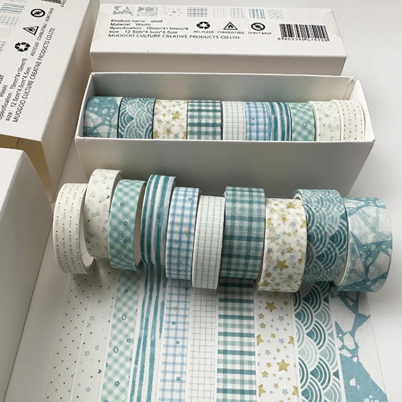 Grid Washi Tape 10 Rolls Scrapbooking Supplies Washitape Cinta Adhesiva Decorativa Stationery Diary Decoration Masking Tape 5