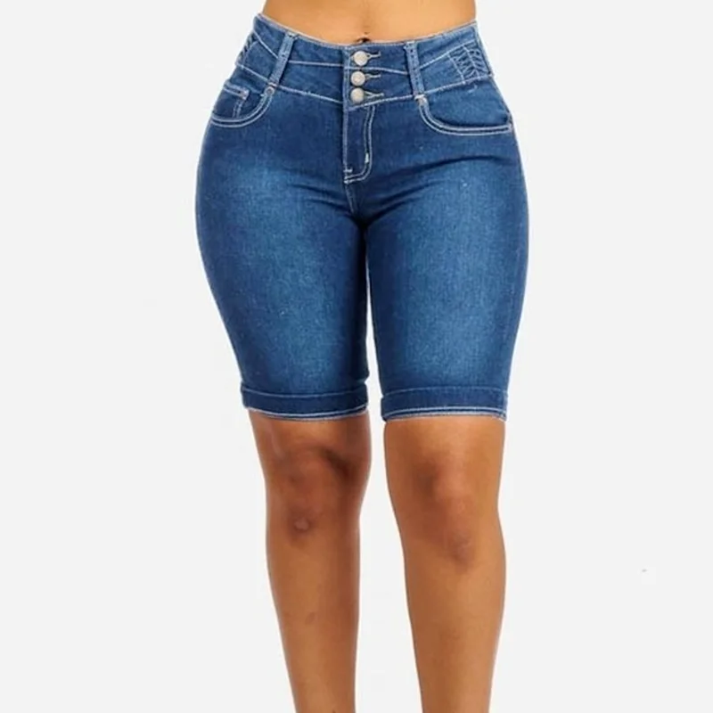 Summer All-match Skinny Slim Short Jeans Plus Size 2023 Slim Classic Denim Shorts Skinny Sexy African Women Fashion Streetwear
