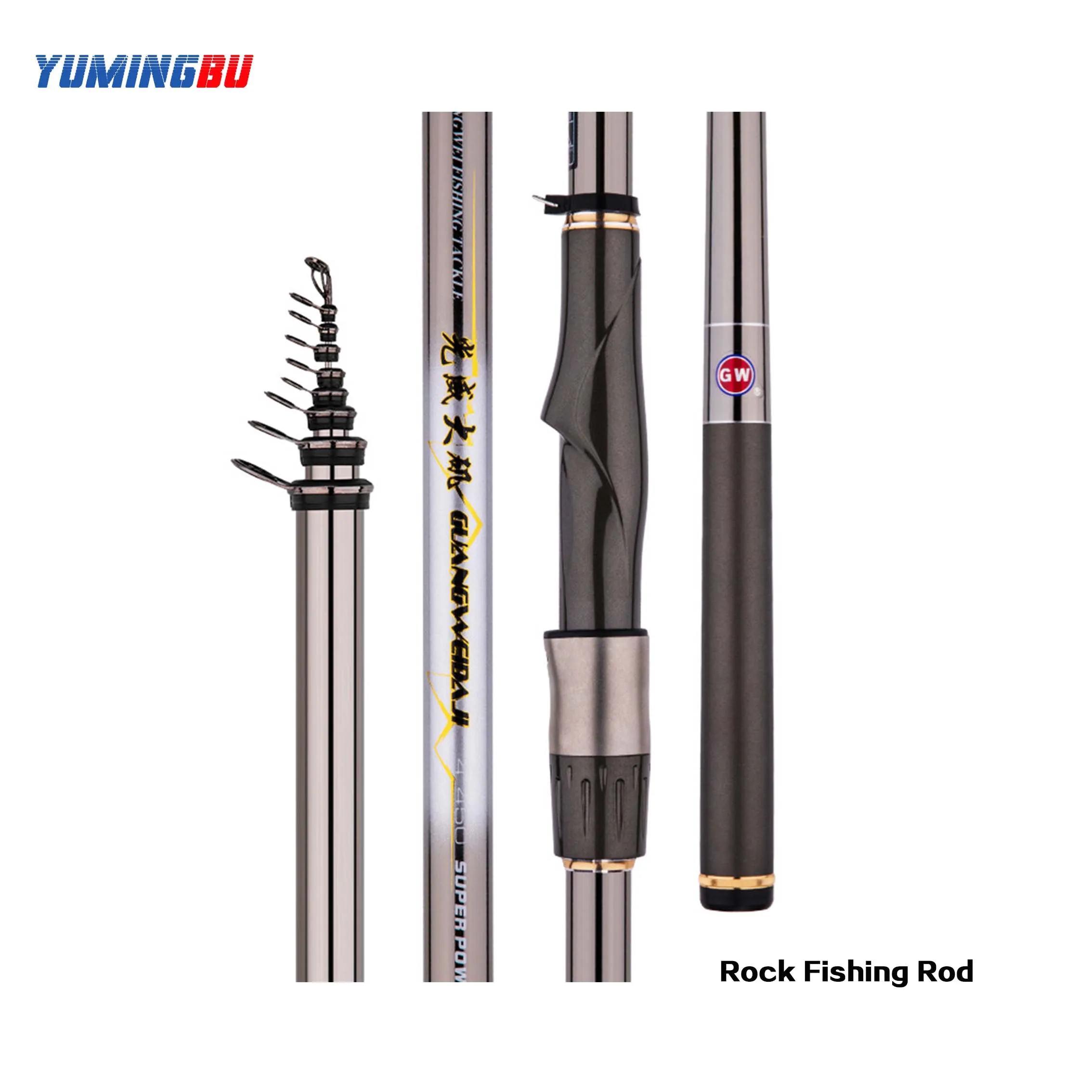 YumingBu Carbon Super Light and Stiff Rock Fishing Rod with Large Guide  Ring over Space Bean,SIC Ceramic Guide Ring