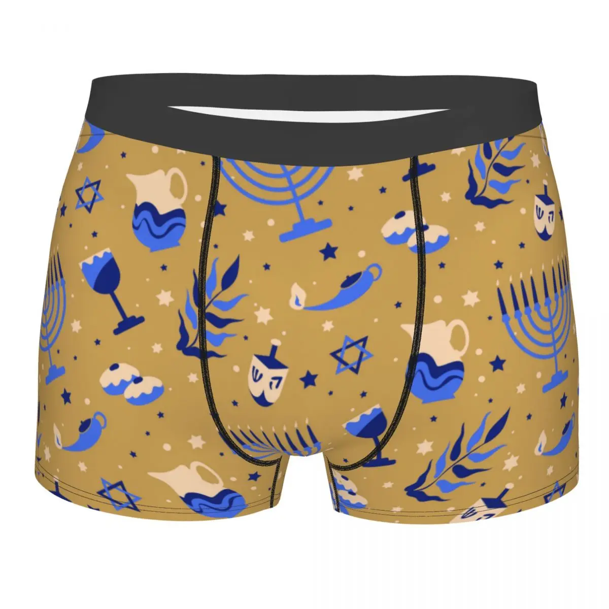 Hanukkah Pattern Men's Boxer Briefs,Highly Breathable Underwear,High Quality 3D Print Shorts Gift Idea