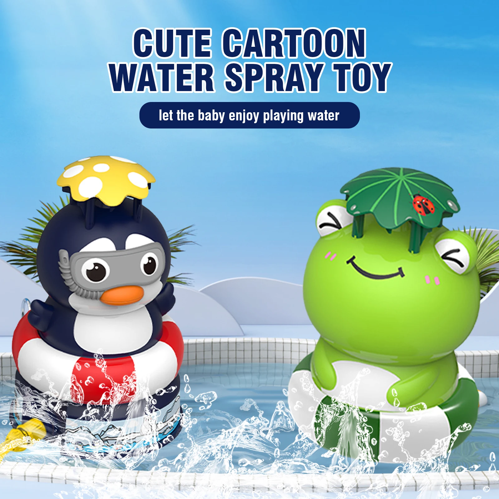 Summer Fly Water Jet Water Toy Cartoon Frog Sprinkler Rotating Spray Soaker Garden Yard Wiggle Splashing Fun Toys for Kid Gift
