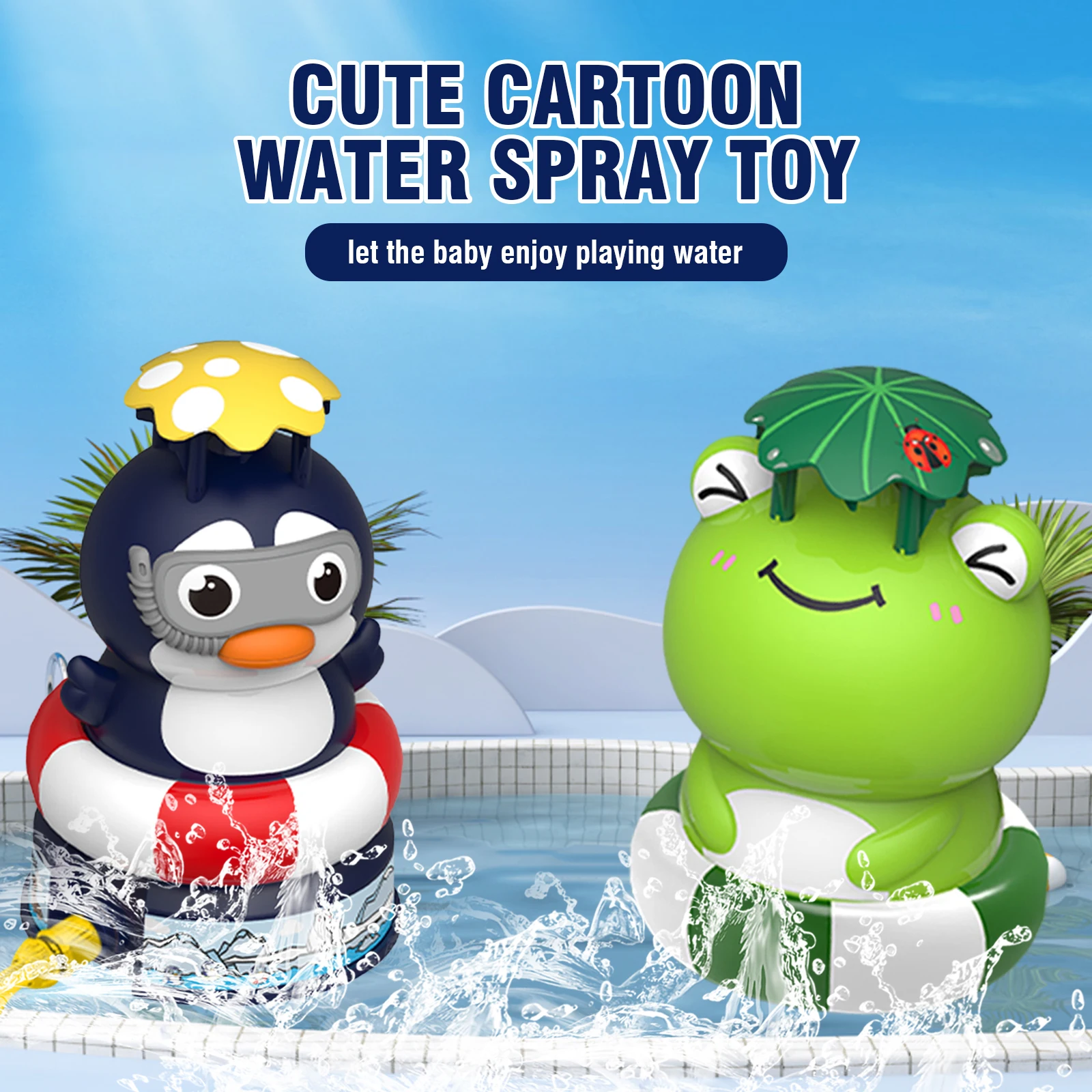 Summer Fly Water Jet Water Toy Cartoon Frog Sprinkler Rotating Spray Soaker Garden Yard Wiggle Splashing Fun Toys for Kid Gift 4