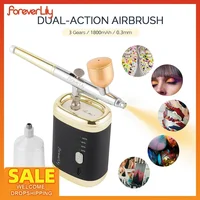 30PSI Dual-action Portable Airbrush Multi-Function Mini Air Compressor Kit For Nails Cake Tattoo Makeup Paint Air Spray Gun 1