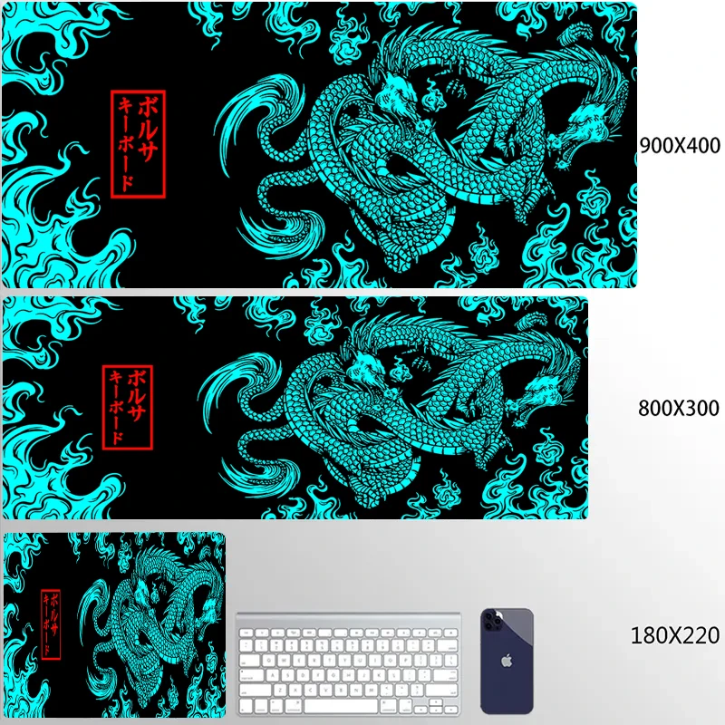 thumbnail image 1 of Alfombrilla de ratón con diseño de dragón, tapete de escritorio en blanco y negro, para ordenador portátil, teclado de Anime japonés para videojuegos, alfombrilla de goma para mesa, alfombrilla para r, 1 of 5