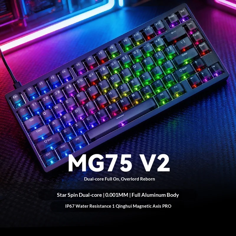 Irok Mg75 마그네틱 스위치 기계식 키보드 전체 알루미늄 Cnc 방수 Rt 0001 Rgb 게임용 퀵 릴리스 가스켓 구조