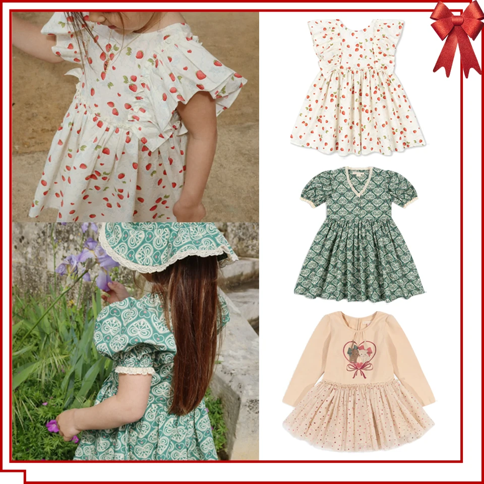 Girls Princess Dress KS Girl Strawberry Print Bow Dresses Children Cute Cat Mesh Dress Baby Carnival Party Vestidos girls dress princess costume kids clothes